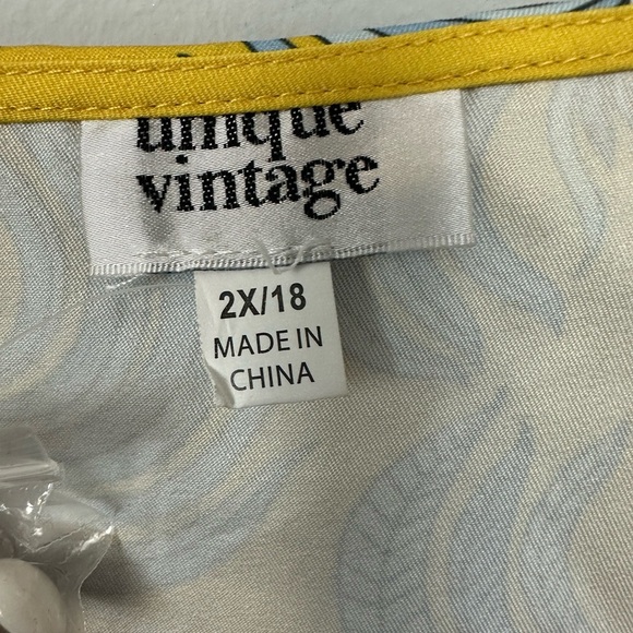 NWT Unique Vintage Mustard & Red Rooster Print Fit & Flare Dress Sz 2X/18 - Picture 14 of 16